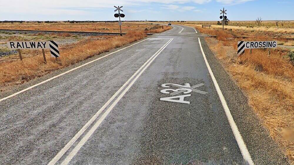 The level crossing on the Barrier Highway where two Pacific National train drivers died. Picture: Google Maps.