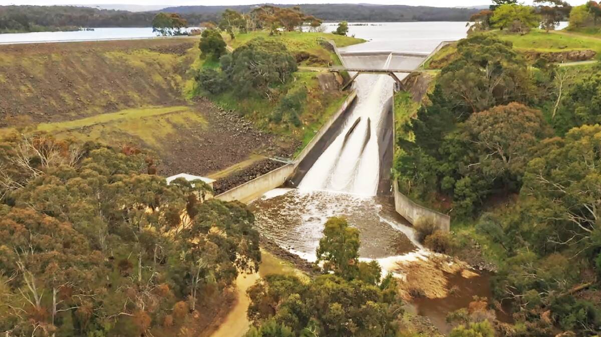Another Victoria dam is spilling for the first time in decades, this Rosslynne Reservoir near Gisborne. Picture and video from Southern Rural Water.