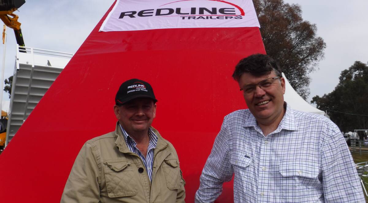 STEVE Buchanan travelled from Goondiwindi, Queensland, and caught up with Redline Trailers proprietor Lindsay Northcott, Young. The Northcott's heavy duty trailers are made tough for agricultural jobs. They're all Australian steel, powder coated with LED lights and Toyota Landcruiser wheels. Contact Redline Trailers, (02) 6382 5210.