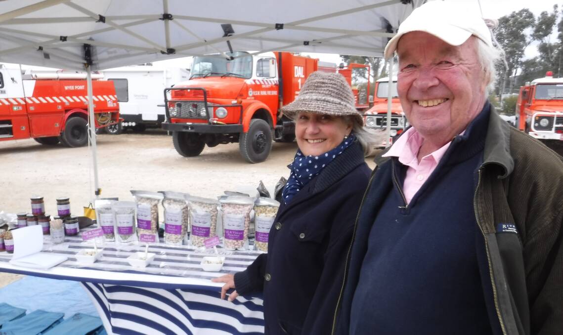Diana and Richard Barton, "Murrungundy", Elong Elong, with some of their produce at the Mudgee Small Farm Field Days.