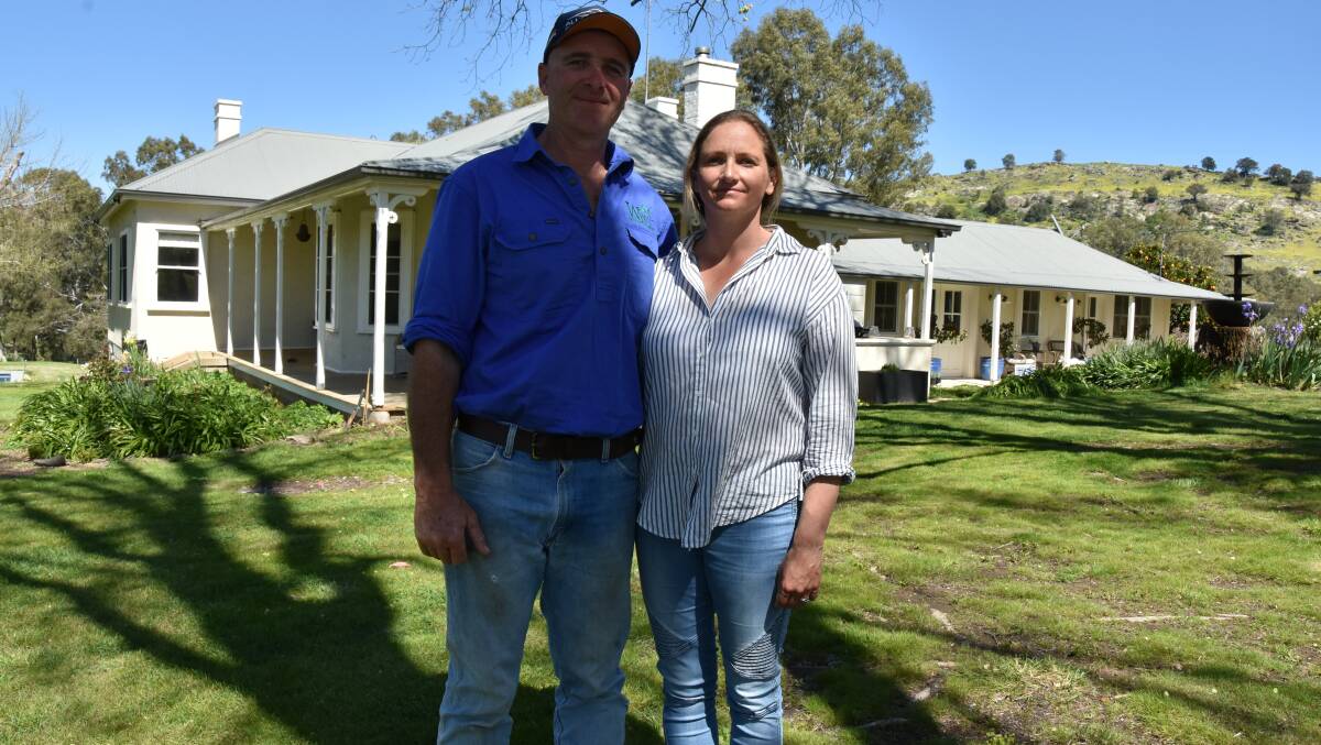 John and Kerri Webster outside their 1840s/1930s home that may be inundated. The place passed from corporate ownership to the Websters about four years ago.