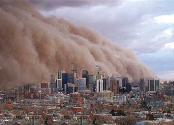 A dust storm envelops Melbourne's central business district last year. Neil Westcott believes we must listen to sciencists and act on climate change. He will speak tomorrow with Coordinator-General for Drought, Major General Stephen Day.