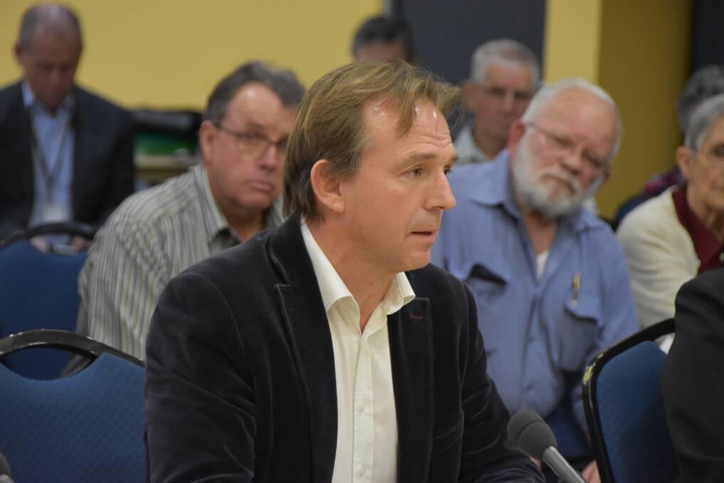 Doctor Andrew Jeremijenko addresses the Oakey PFAS federal government inquiry on Friday.