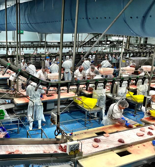 The boning and packing facilities at Gundagai Meat Processors. A 40 per cent expansion as a result of a multi-million dollar investment was announced this week.