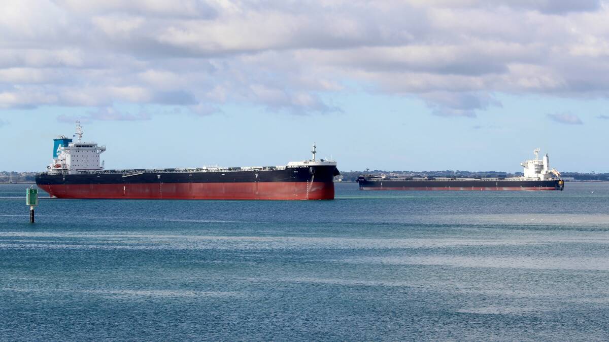 A grain carrying vessel at the port of Geelong earlier in the year.