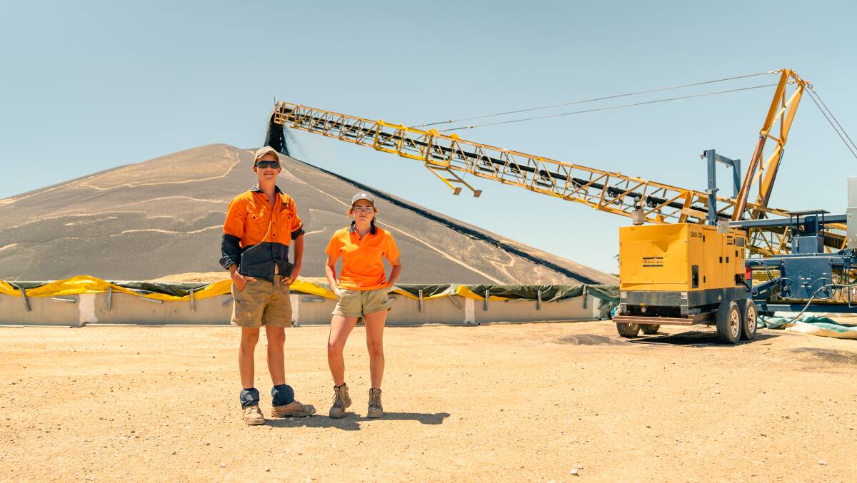 ANSWERING THE CALL: Harvest casuals Fergus Ewart and Briana Brown at GrainCorp's Murchison East site.