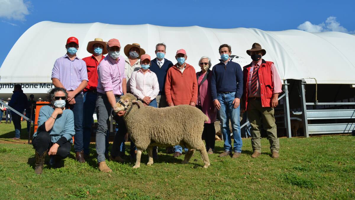 The team at Mumblebone with the $20,000 top-priced ram.