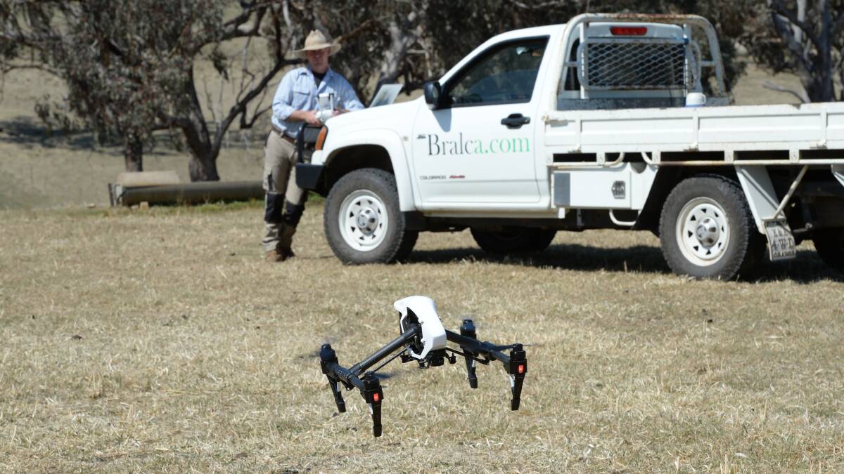 Ben Watts, "Bralca", Molong, says the GATE incubator to be established in Orange will create a space for innovators to trial and break products before they hit the market. He is pictured on his farm using a drone.