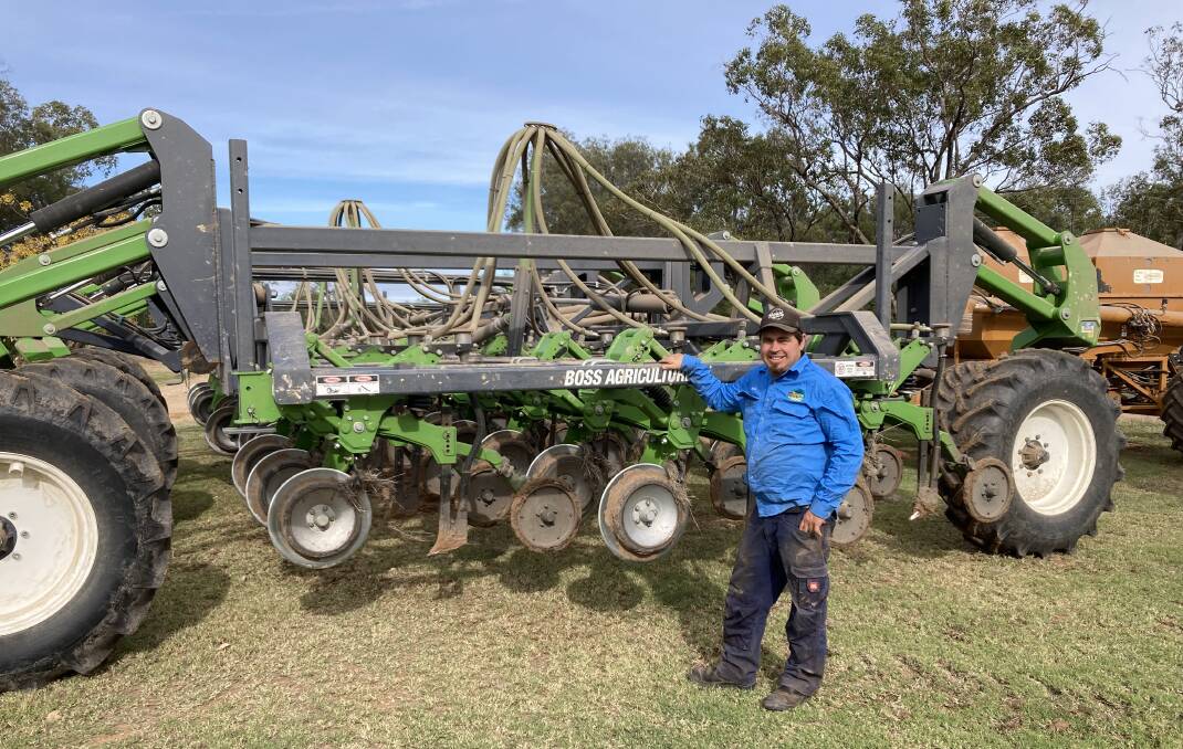 Brad Jackson has just finished sowing this year's crop of linseed, east of Gurley.