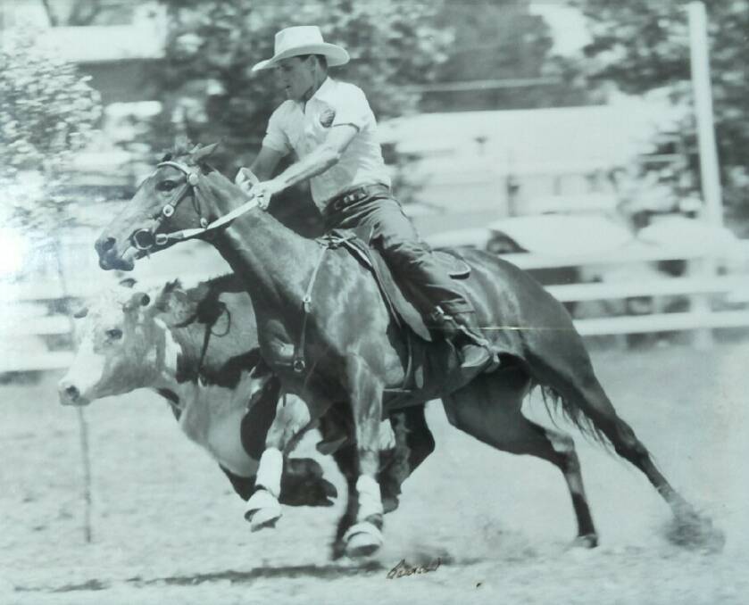 David Wilson on Glen Lee Rivioli Donna in the ABCRA National Campdraft Finals at Walcha in 1987.