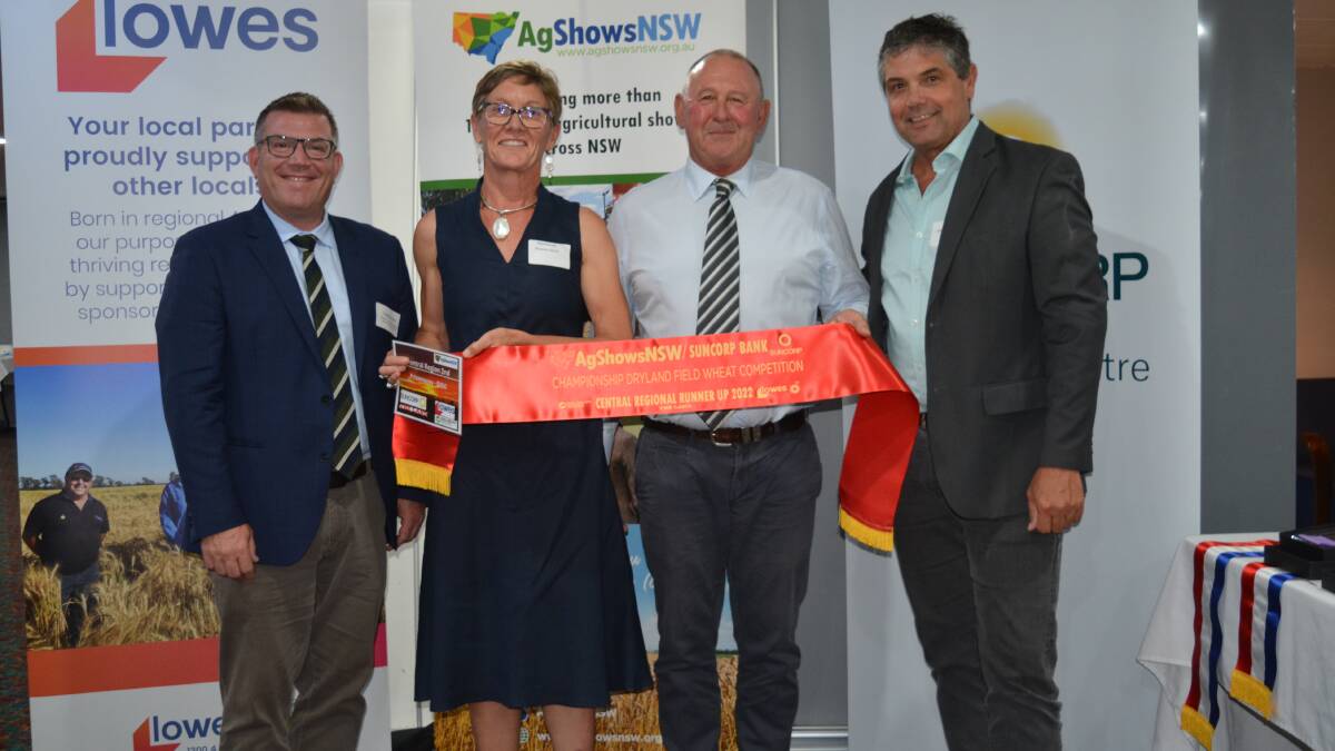NSW Minister for Agriculture Dugald Saunders with central region runners-up Kate and Keith Perrett, Gunnedah, and Ivan Truscott, Suncorp, Dubbo.