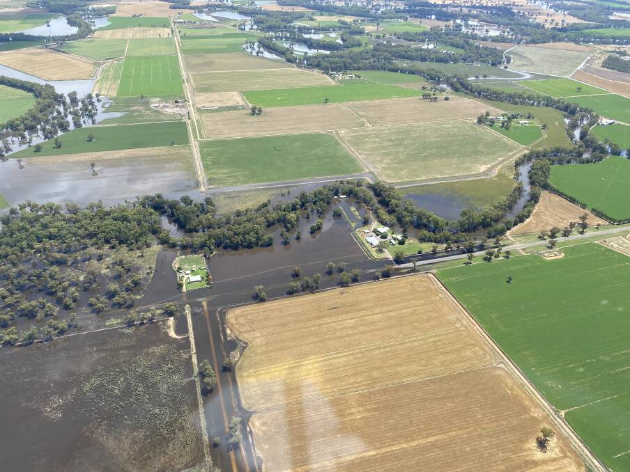 Major flooding continues at Bedgerabong, with another moderate level flood peak past Forbes on Monday afternoon. Photo: NSW SES