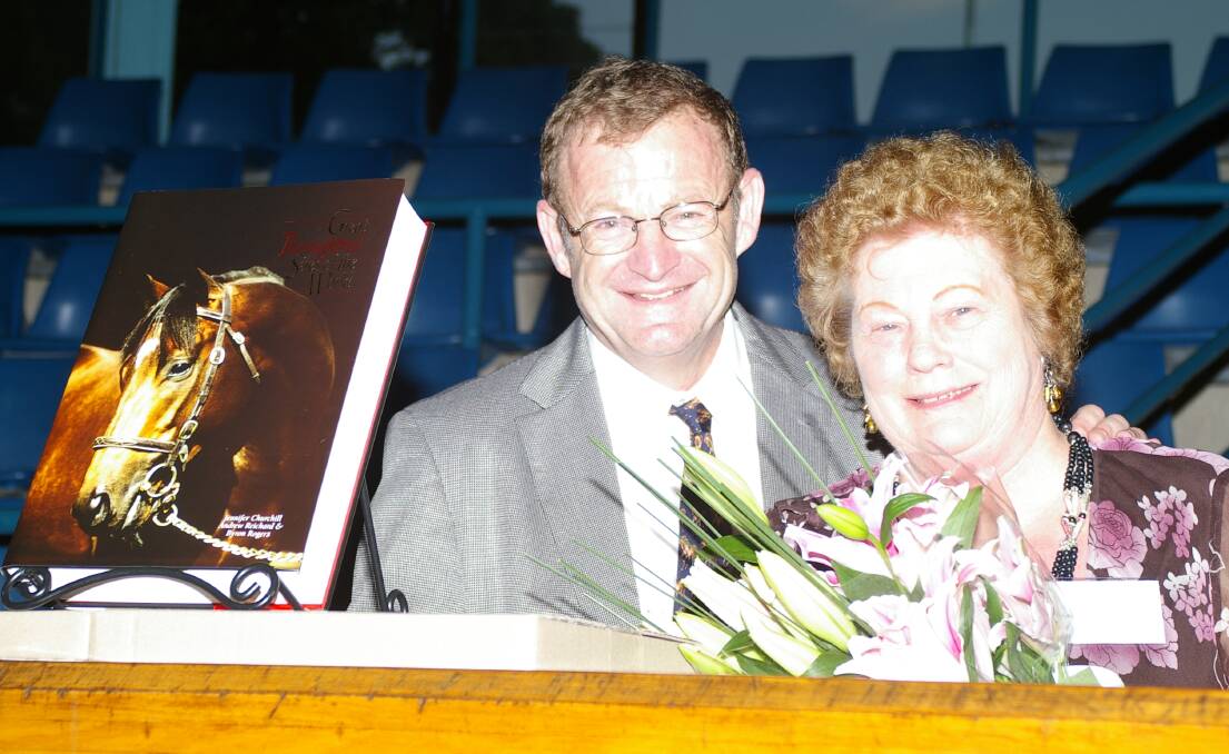 Thoroughbred pedigree authority, Jennifer Churchill, with co-editor Andrew Reichard (publisher of Bluebloods) at the launch of the book, "Great Thoroughbred Sires Of The World", at William Inglis and Son's former headquarters at Randwick in December 2006. Photo: Virginia Harvey 