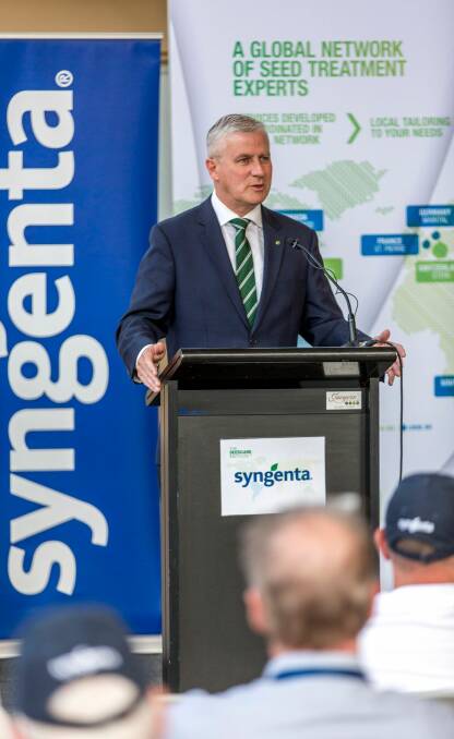 Leader of the Nationals and Deputy Prime Minister, Michael McCormack, at yesterday's Syngenta launch in Wagga Wagga.
