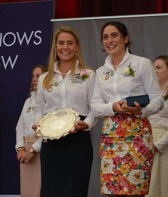 Winner of The Land Sydney Royal Agshows Young Woman 2022, Molly Wright, Peak Hill, and runner up, Imogen Clarke, Nowra. Photo: Andrew Norris