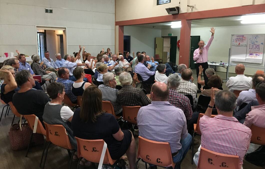 Behavioural scientist Allan Parker demonstrates how community meeting conversations can be done better while at Molong in March. Tooraweenah will host its initial meeting on June 27, from 6.30pm.