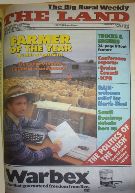 A NSW Farmer of The Year cover, for which The Land is a sponsor, in 1990.