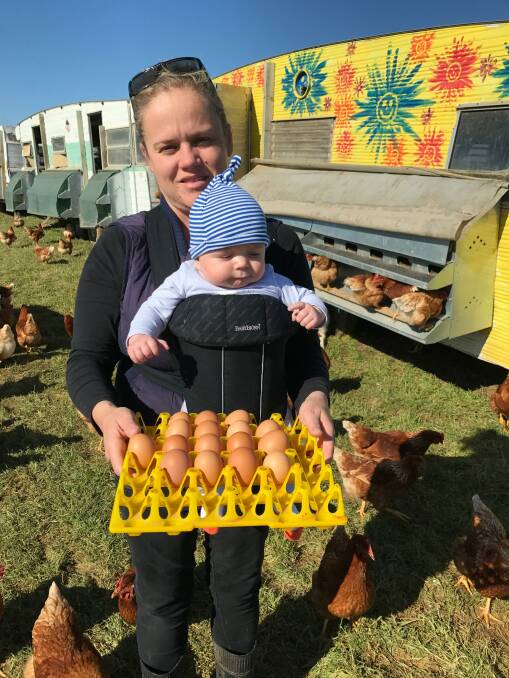 BORDER FRUSTRATION: Kate Redfearn, with son Henry, 12 Good eggs, Moulamein, NSW, says while her couriers were still able to do home deliveries, there had been a big hit from the hospitality industry.