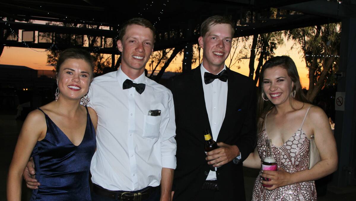 Stella Batt, with Robert, Bill and Kate Paterson, are all keen for this year's Flyer's Ball in Longreach. Picture - Sally Cripps.