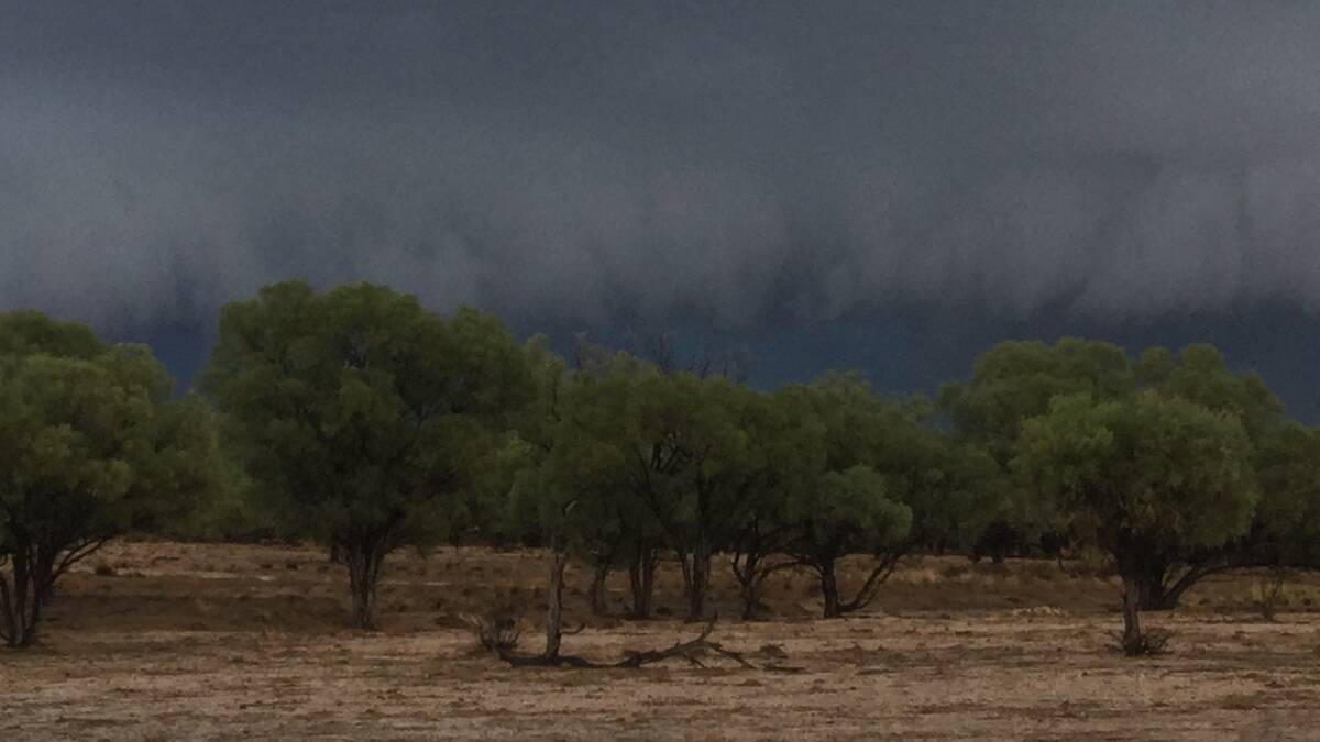 An oncoming storm, photographed by Keith Gordon, El Kantara, west of Longreach.