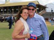 Linda and Kevin Hancock, North Coast Brahman Stud, Casino, NSW, and the clutch of ribbons won by North Coast Linnie. Picture: Sally Gall
