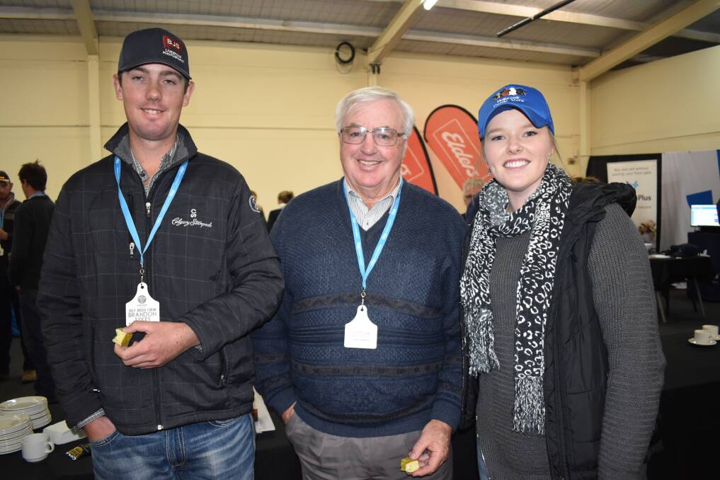Competitive edge: New Zealand-bound Brandon Sykes and Annie Pumpa with Ken Ikin, Cloverlee Herefords.