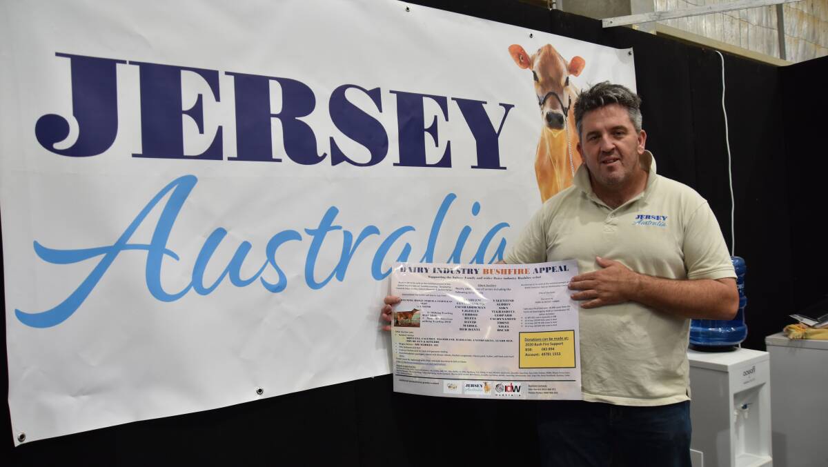 APPEAL: Glenn Barrett, from Jersey Australia, launching the bushfire appeal at International Dairy Week earlier this year.