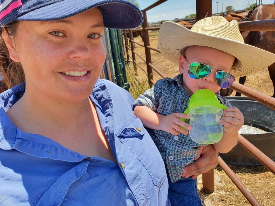 Ashley with her son, Paddy, on Brunette Downs, NT. 