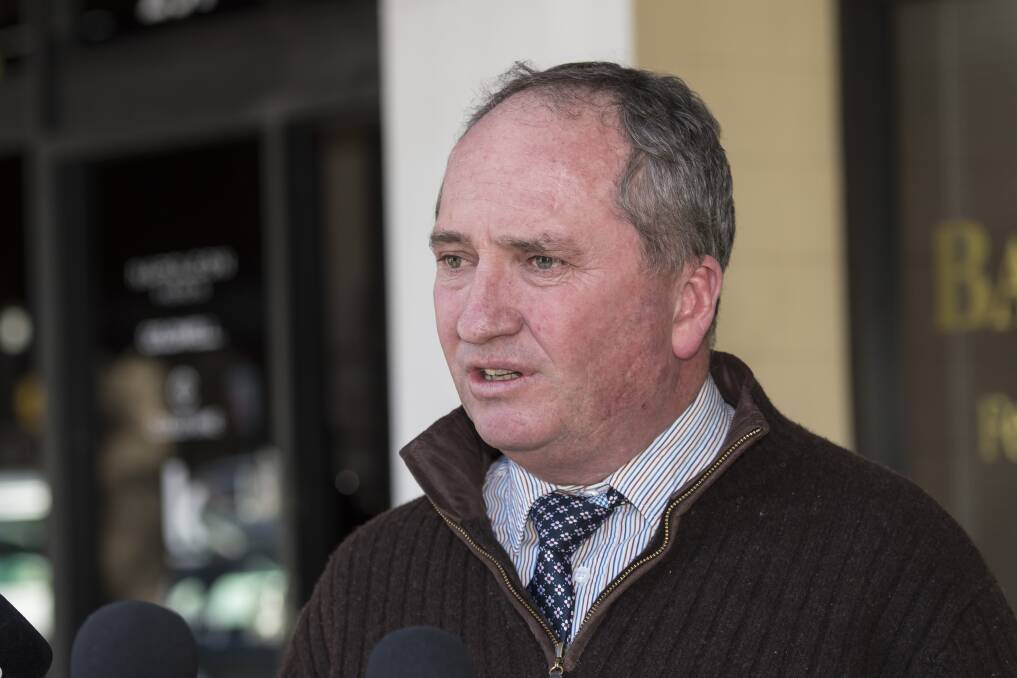 MORE SUPPORT SOUGHT: Barnaby Joyce at a media doorstop interview he called this afternoon. Photo: Gareth Gardner 