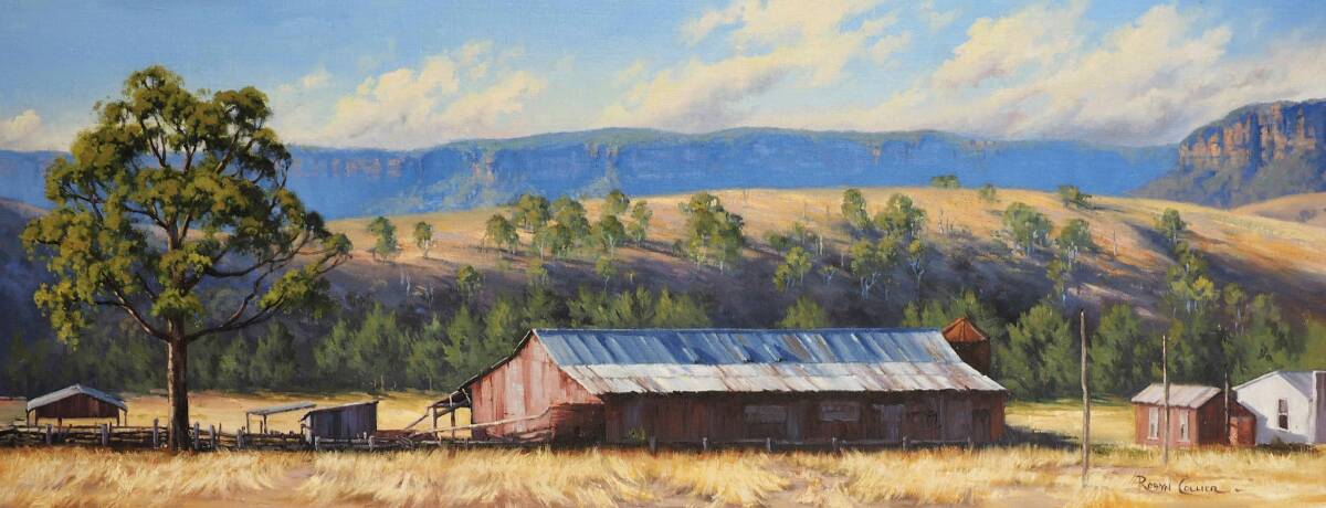 This painting “The Old Jooriland Shearing Shed” by Robyn Collier prompted the writer to delve into the property’s historic past. 