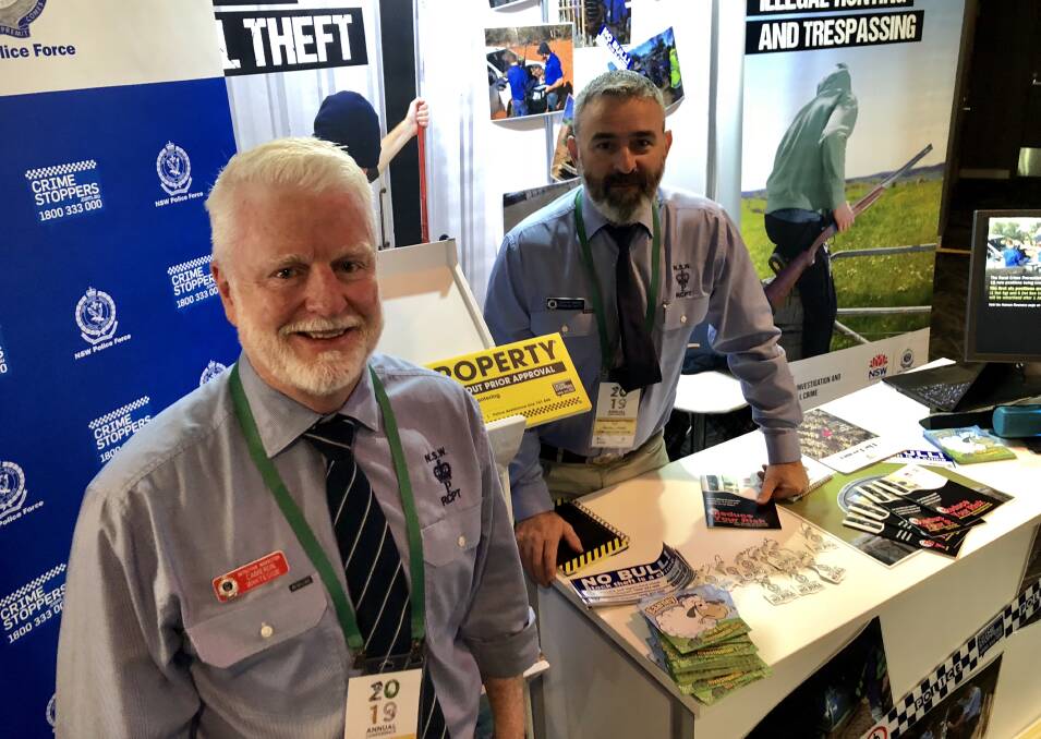 State Rural Crime Coordinator Detective Inspector Cameron Whiteside and Detective Inspector Damian Nott at the NSW Farmers' Conference. Photo by Samantha Townsend.
