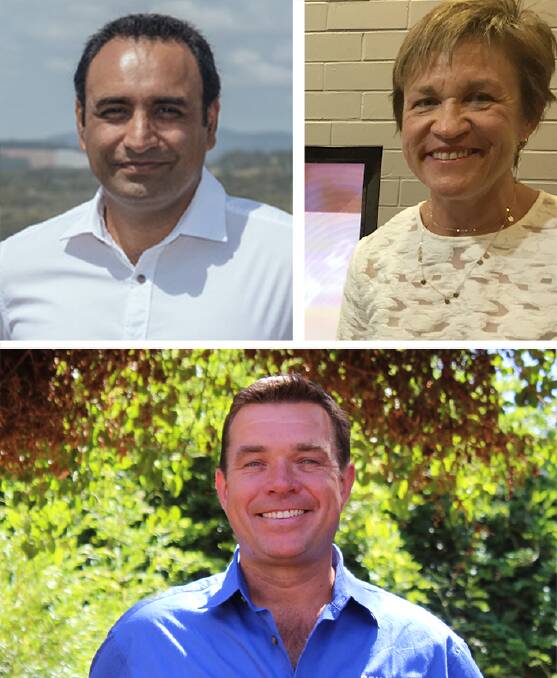 Clockwise is Gurmesh Singh Nationals MP for Coffs Harbour, Shooters Fishers Farmers Murray MP Helen Dalton and likely SFF Barwon MP Roy Butler.