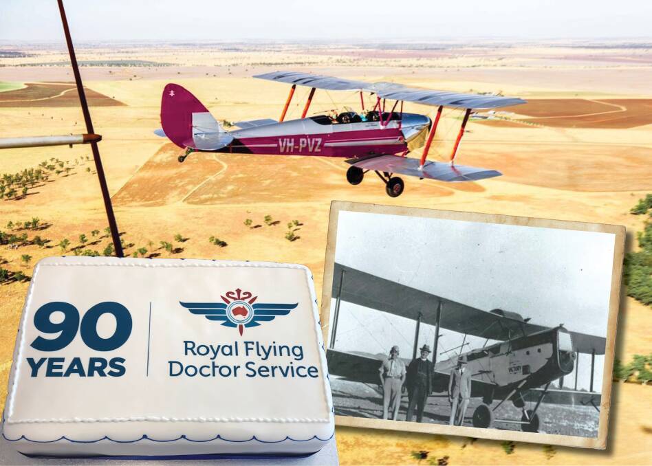 The Royal Flying Doctor Service celebrates 90 years in the skies. Insert is the first flying doctor plane called Victory. Photos supplied by RFDS.