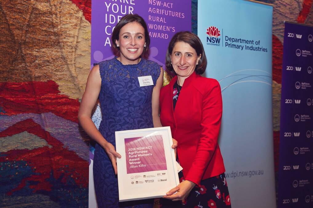 Dubbo-based engineer Jillian Kilby, who won the 2018 Agrifutures NSW Rural Women’s Award with NSW Premier Gladys Berejiklian. Photo by Alex Druce.