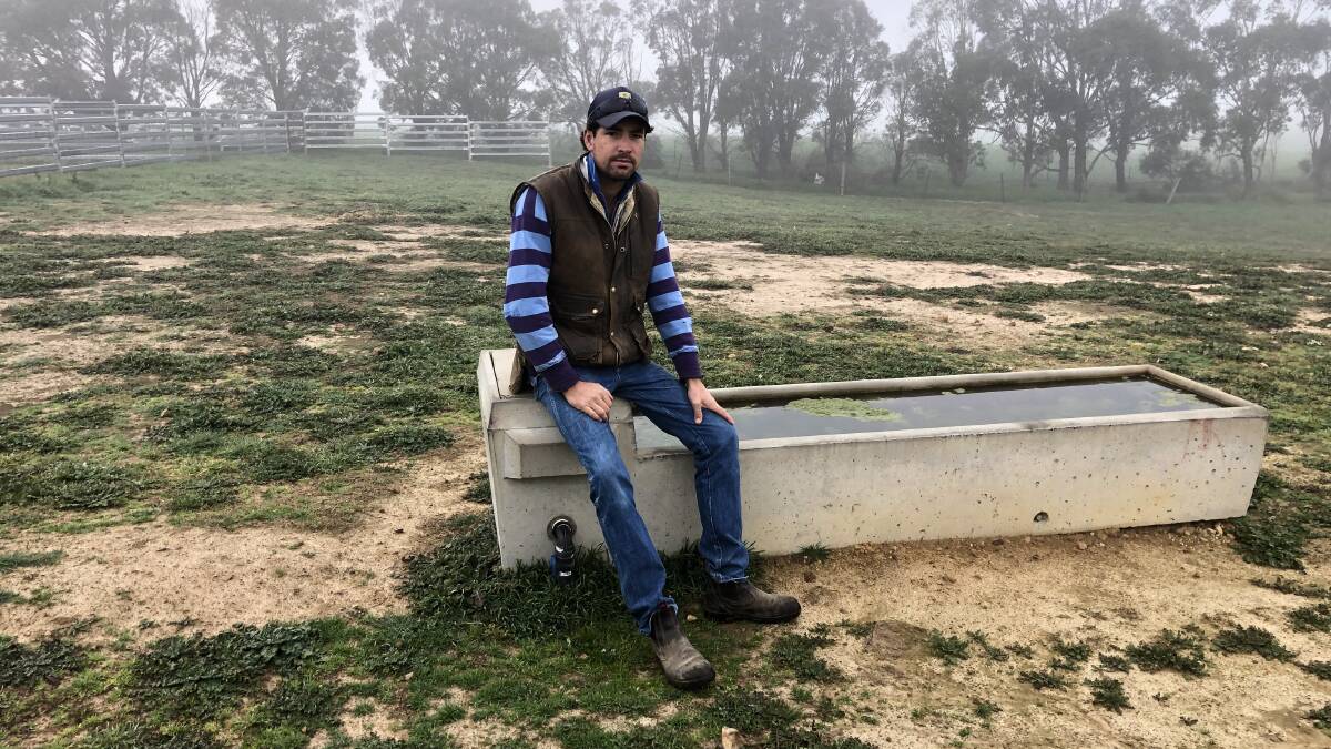 Austin McLennan from Goulburn with one of his new water troughs. 