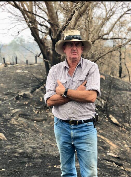 David Duff standing on his scorched land. Photo: Samantha Townsend
