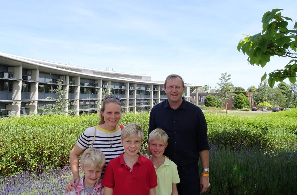 Ingrid, Guy, Viktor, Christian and Leo Roth at Rothamsted Research, which is home to the world’s longest running cereal research trials. 
