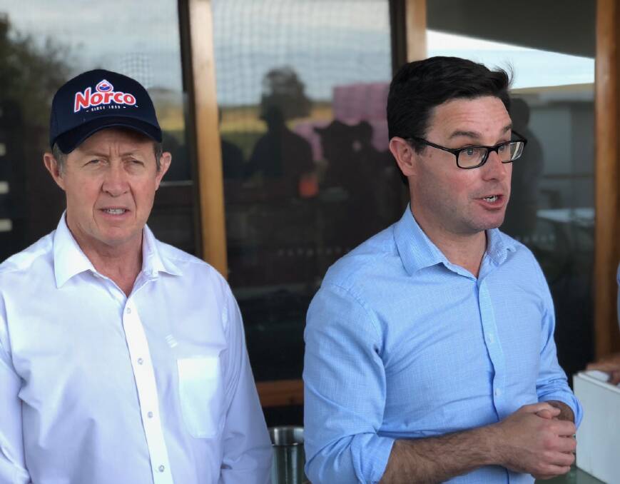 Outgoing Cowper MP Luke Hartsuyker and Federal Agriculture Minister David Littleproud in Kempsey.