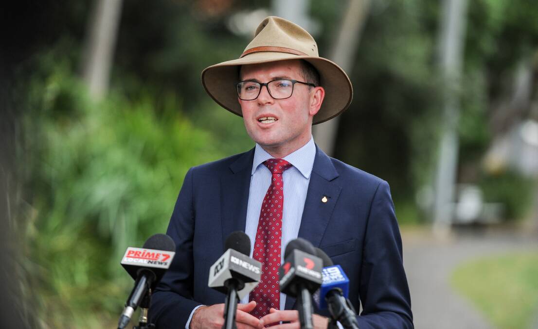 NSW Agriculture Minister Adam Marshall gives a run down of what the latest COVID-19 restrictions mean for the state's agriculture sector. Photo: Lucy Kinbacher 