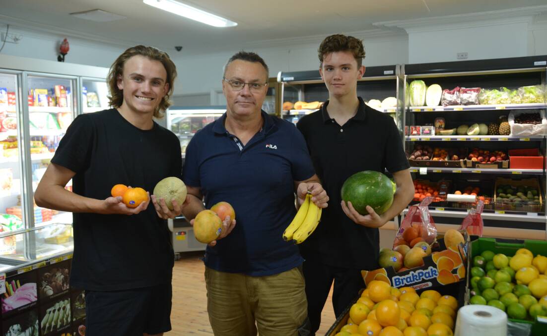 Jack Picton, Scott Brown and Shane Taylor have been among the contributors to the success of the Mungindi Community Store, which was opened after the town's supermarket burnt down in September. Photo: Billy Jupp 