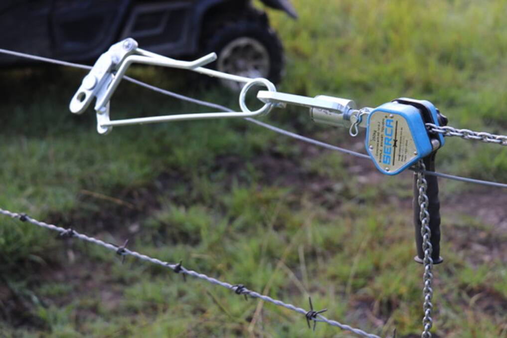 AUSSIE INGENUITY: The Serca fence strainer allows wire fences to be tied off in the traditional fashion, without the reliance on special tools or attachments.