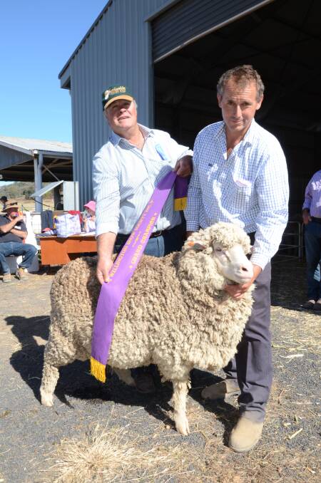 JUDGING: Tony Inder, right, pictured with Mark Kerin, GullenGamble stud, Yeoval, at a Wellington show, is one of three judges at this year's south west slopes field day.