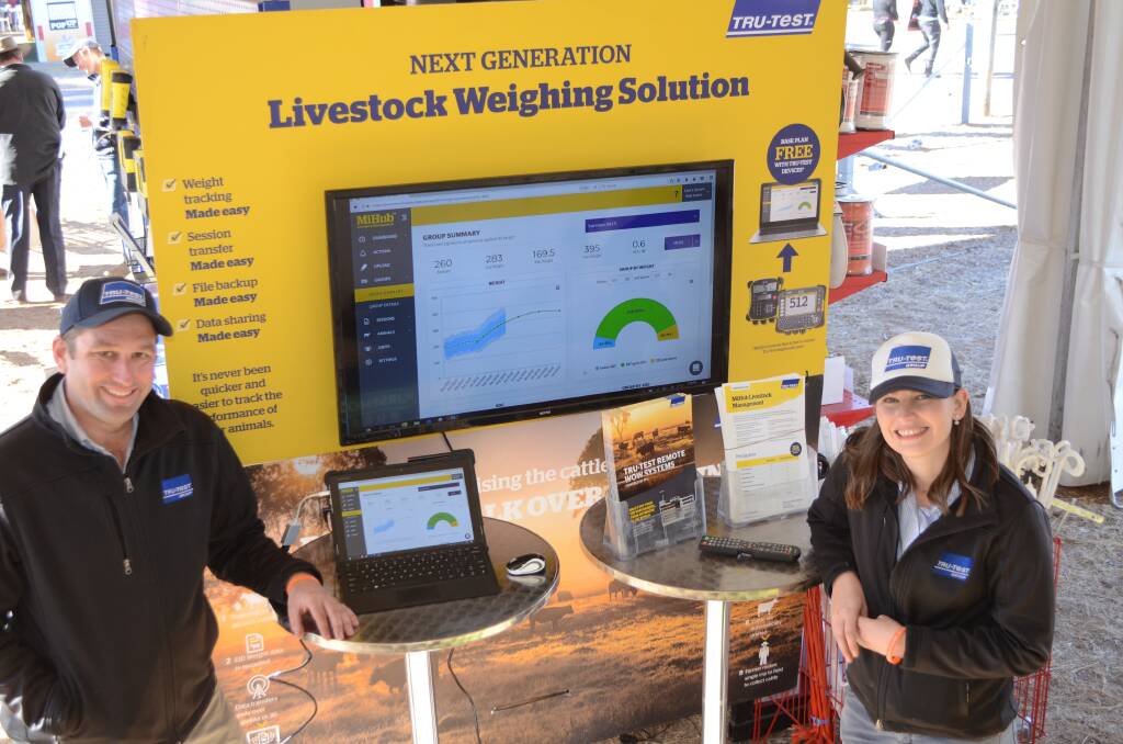 USER FRIENDLY: Tru-Test southern regional sales manager Cameron Lewis, Wagga Wagga, and northern NSW territory manager Laura Quayle, Tamworth, with the MiHub livestock management software.