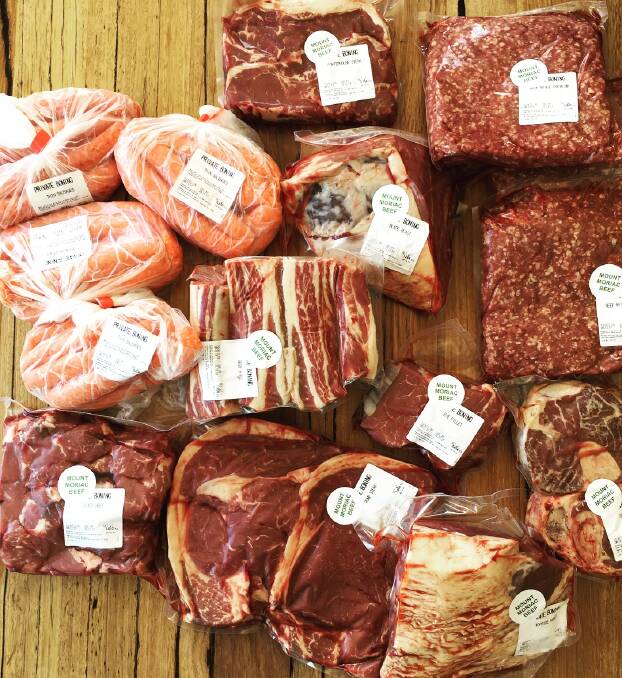 A selection of beef cuts from Mount Moriac Beef.