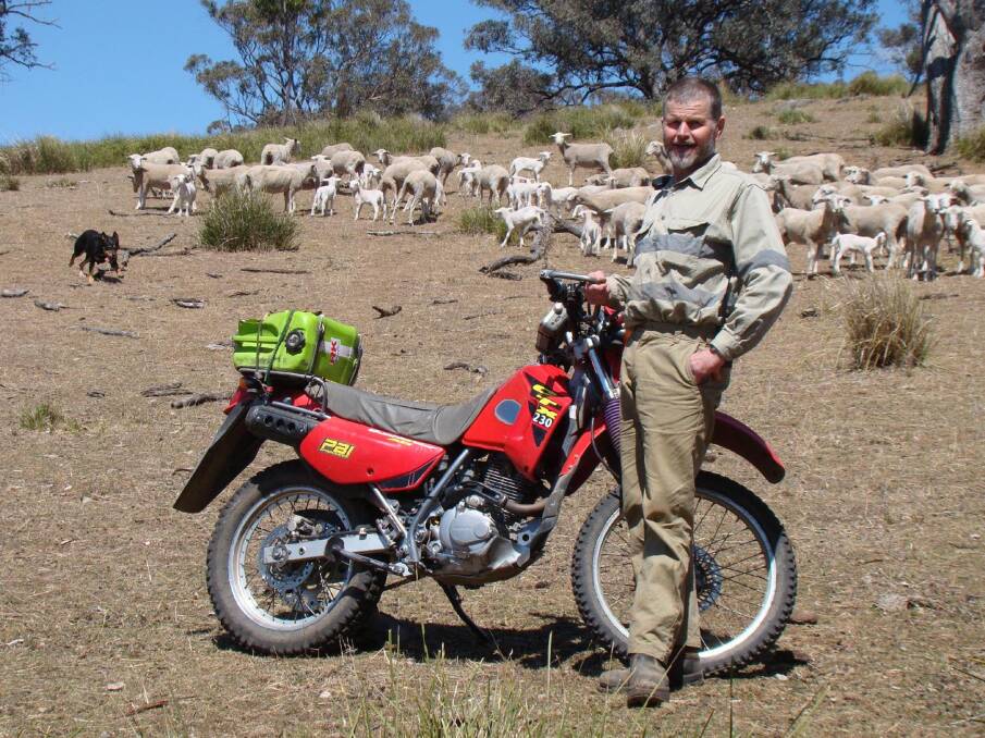 Neville Mattick with some of his sheep at "Hill Top", Hargraves.
