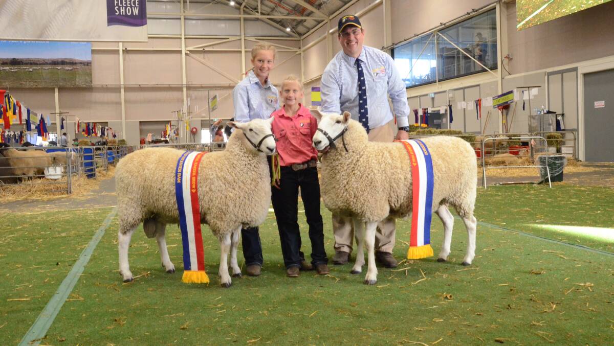 Elizabeth, Christine and Jeff Sutton, Wattle Farm stud, Temora, took out both ram and ewe grand champions of the Border Leicester breed for the second year running.