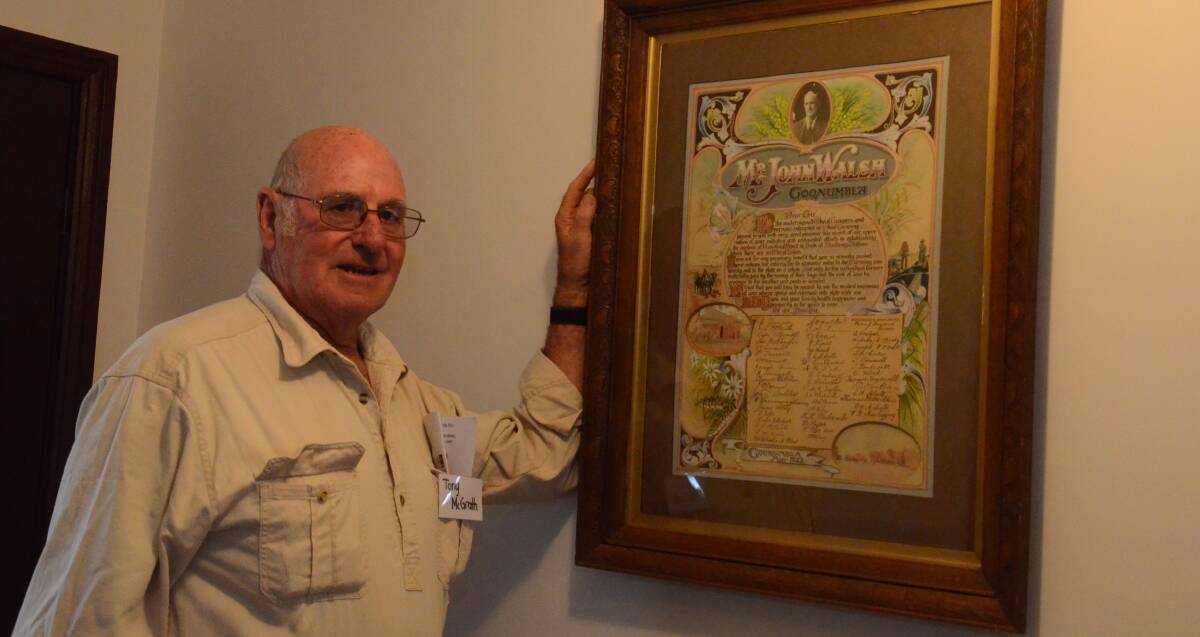 Tony McGrath, now of Trundle, displays his grandfather's certificate of appreciation and recognition now hanging proudly in a prominent place in his house.