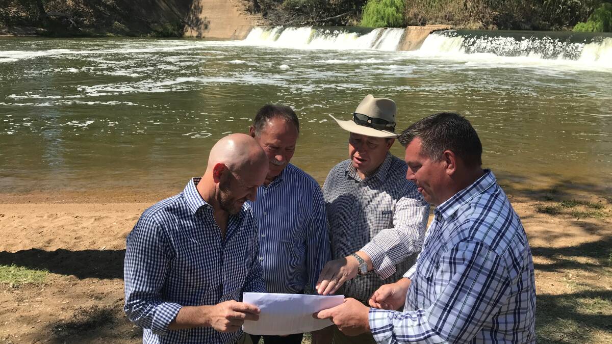 Minister for Regional Water, Niall Blair, Narromine Shire Mayor, Craig Davies, Member for Dubbo, Troy Grant and NSW Nationals candidate for Dubbo, Dugald Saunders.