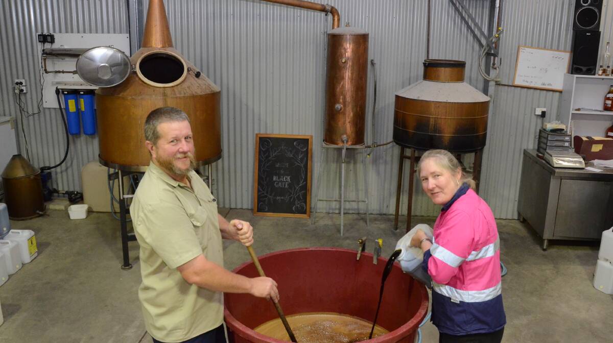 Four hundred litres are in each batch of rum Brian and Genise Hollingworth make at Black Gate Distillery, Mendooran.