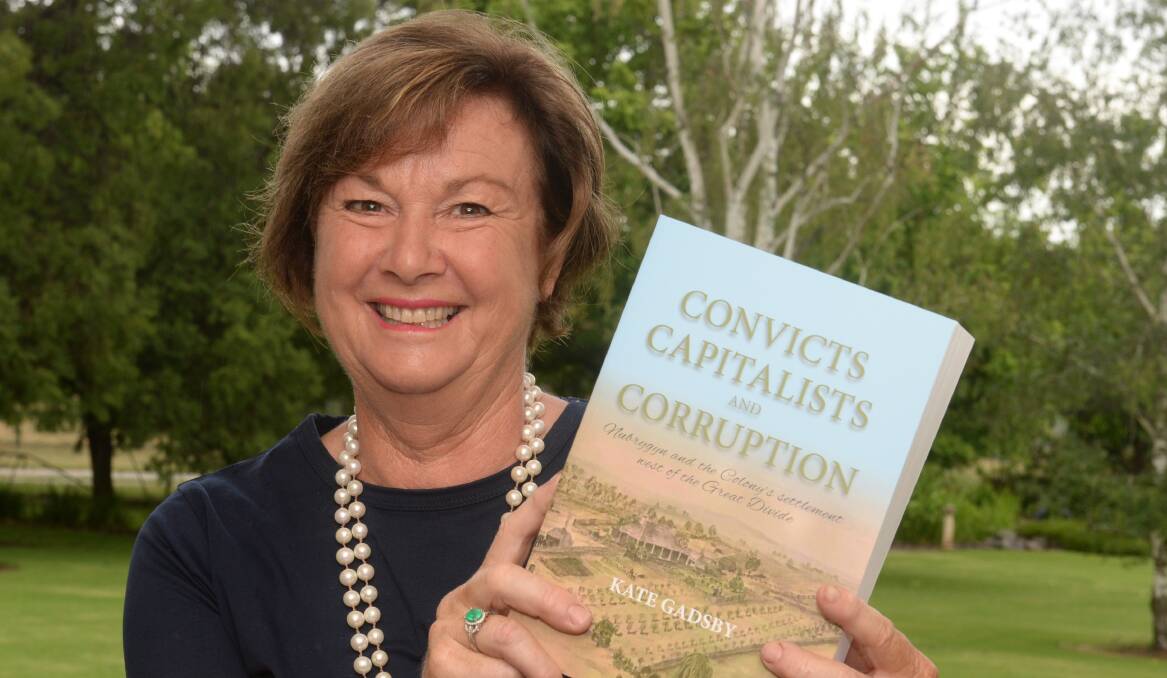 Kate Gadsby with her book, Convict, Capitalists and Corruption launched at her home, Binnowee, Euchareena.